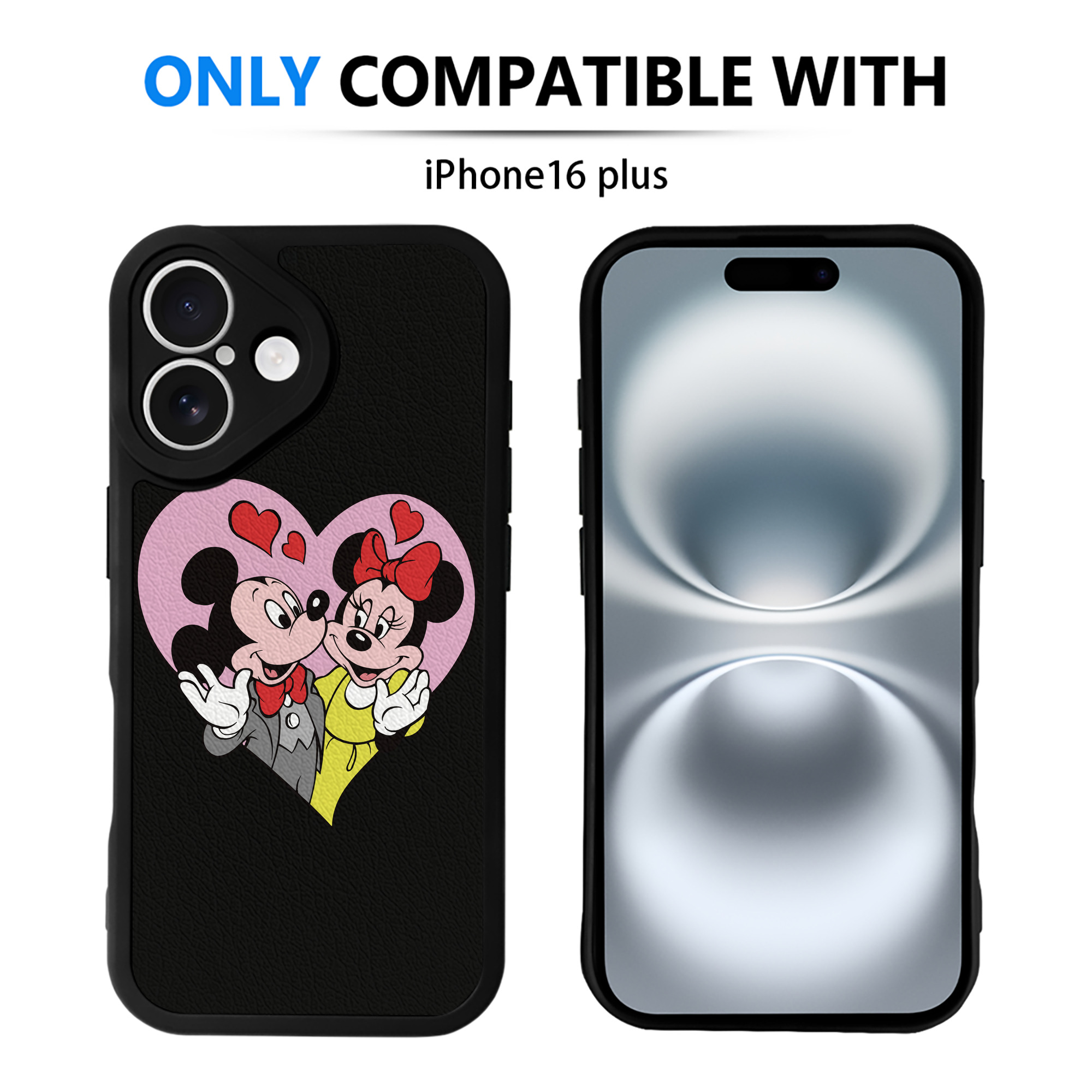 （画像用） ミッキーマウス Mickey Mouse 【iPhone 16シリーズ対応】シリコンスマホケース（レザー調） 材質：シリコン